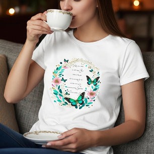 T-shirt Romains 8:28 Fleurs et papillons
