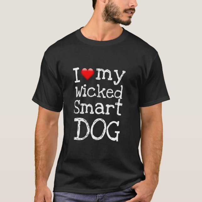T-shirt Roman de nouveauté amusant J'ADORE MON CHIEN MÉCHA (Devant)