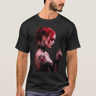 T-shirt Romance foncé de la dentelle et de la crém