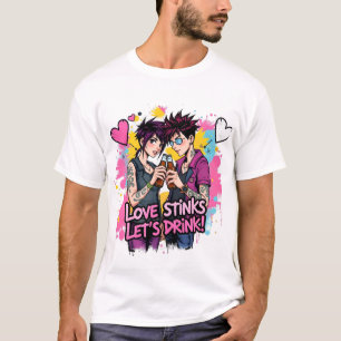 T-shirt Romance rebelle : L’amour pue, Buvons