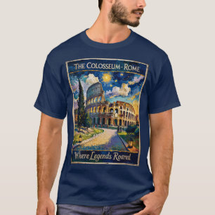 T-shirt Rome Colosseum Nuit Étoilée Impressionniste Vintag