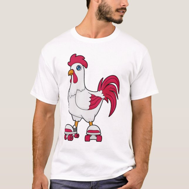 T-shirt Rooster à Patinage en ligne avec Roller skates (Devant)
