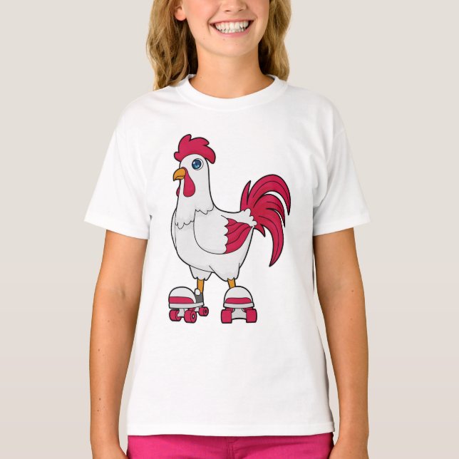 T-shirt Rooster à Patinage en ligne avec Roller skates (Devant)