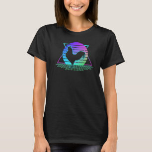 T-shirt Rooster Chicken Retro 80s Style Sunset Farmer Gra