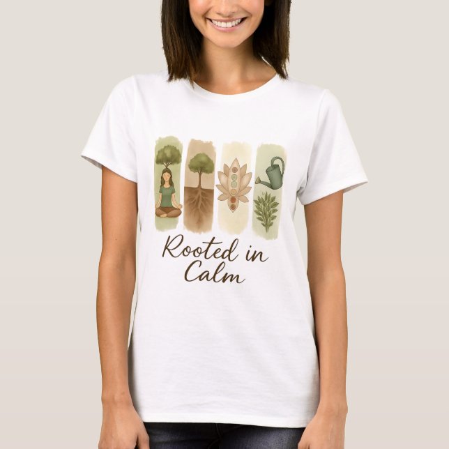 T-shirt Rooted in Calm Chakra Tree Art (Devant)