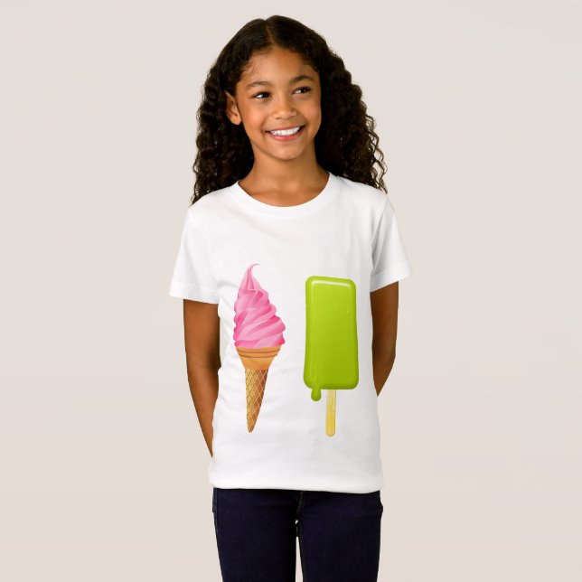 T - Shirt - Rosa Eiscreme + grüne Eiscreme (Vorne ganz)