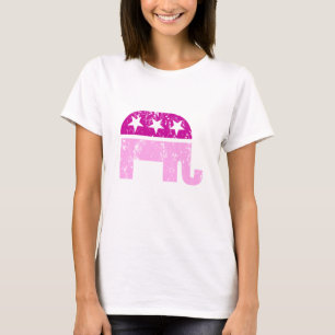 T-shirt Rose affligé par éléphant original républicain