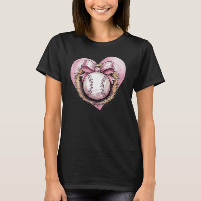 T-shirt Rose Avec Bow Et Coeur - Sote Softball Aesthétique (Devant)