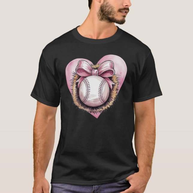 T-shirt Rose Avec Bow Et Coeur - Sote Softball Aesthétique (Devant)