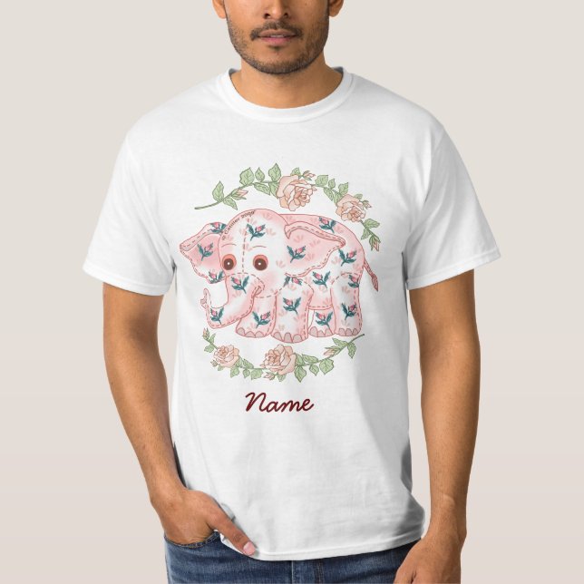 T-shirt rose bébé fille éléphant (Devant)