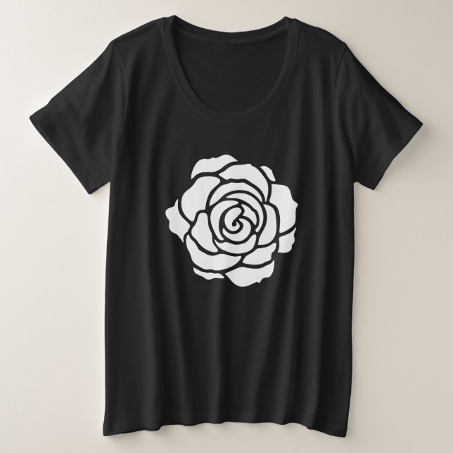 T-shirt Rose blanche plus taille (Design devant)