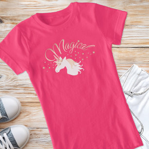 T-Shirt Rose clair moderne rose blanc magique Unicorne