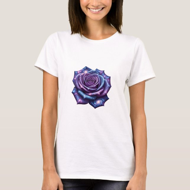 T-shirt Rose cosmique - Fleur céleste dans l'espac (Devant)