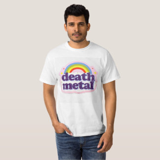 T-shirt rose d'arc-en-ciel en métal de la mort