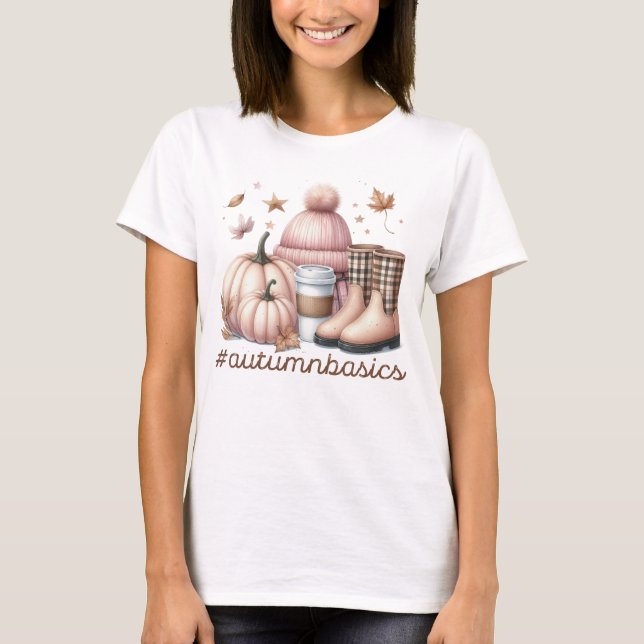 T-SHIRT ROSE DE CHUTE DE PASTEL ET OBJETS THÉMATIQUES BROW (Devant)