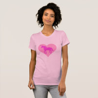 T-shirt rose de coeur de licorne
