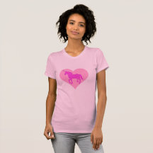 T-shirt rose de coeur de licorne