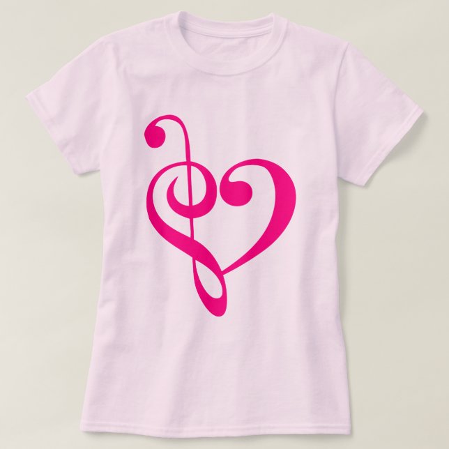 T-shirt Rose de coeur de musique (Design devant)