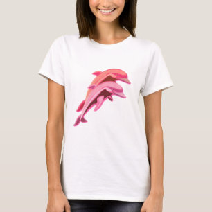 T-shirt rose de dames de conception de dauphin