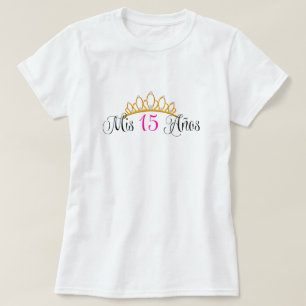 T-shirt Rose de diadème d'or de mis 15 Anos Quinceanera