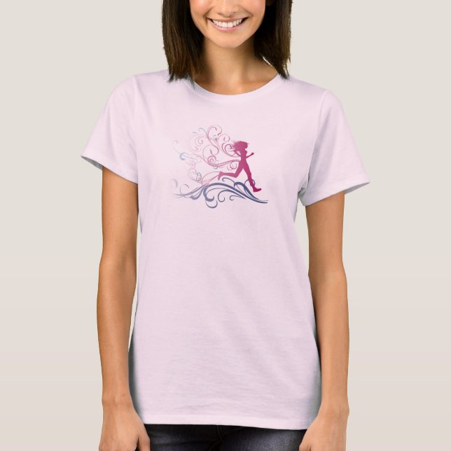 T-shirt Rose de fille de coureur (Devant)