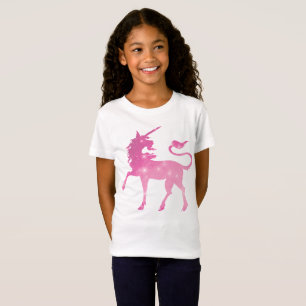 T-shirt rose de filles d'imaginaire de licorne