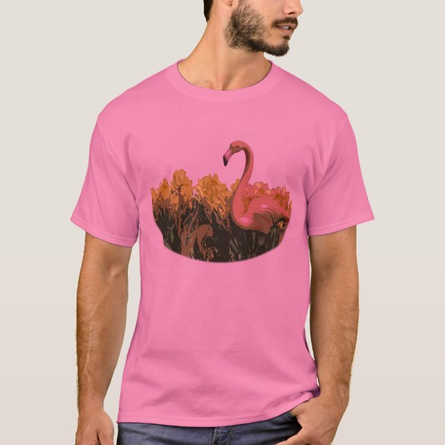 T-shirt rose de Flamant rose (Devant)
