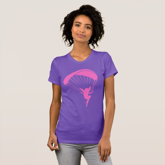T-shirt rose de lutin de parapentisme (Devant entier)