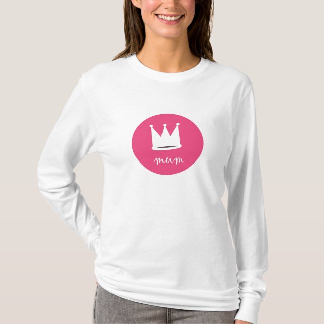 T-shirt rose de maman de reine (Devant)