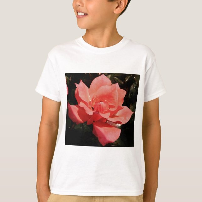 T-shirt rose de pêche et détritus (Devant)