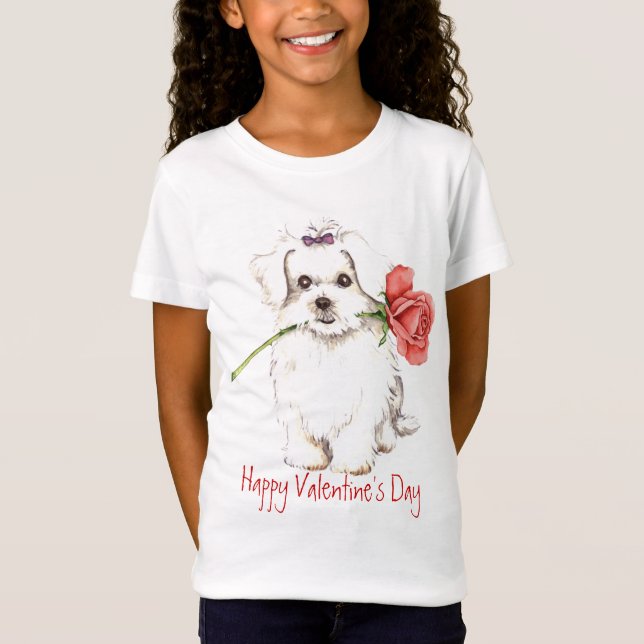T-Shirt Rose de Valentine maltais (Devant)