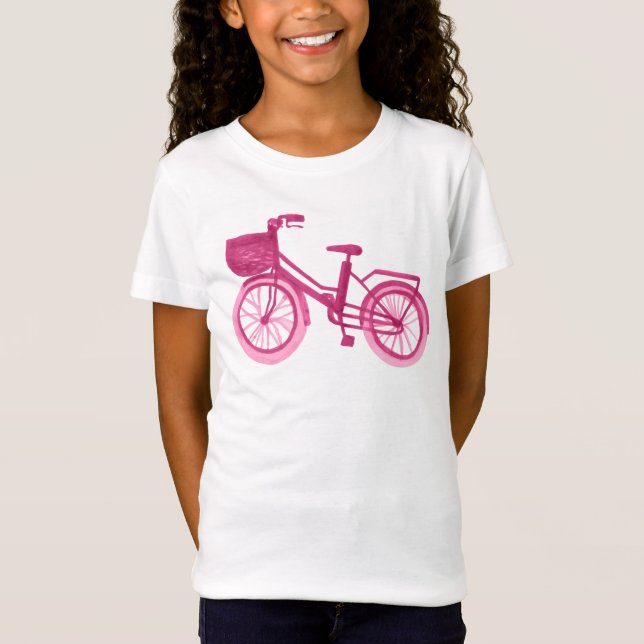 T-Shirt Rose de vélo d'aquarelle (Devant)