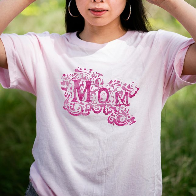 T-shirt rose décoratif "Maman" (Créateur téléchargé)