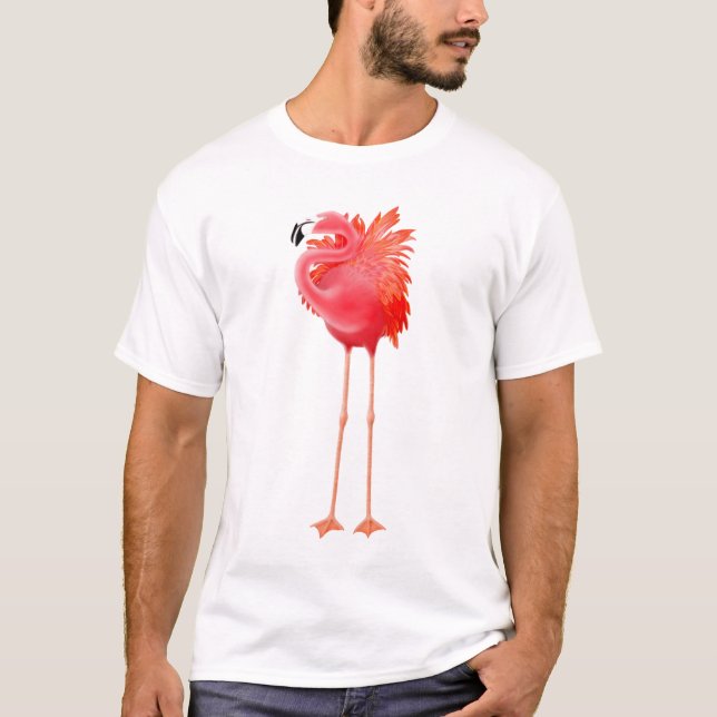T-shirt rose des Caraïbes de Flamant rose (Devant)