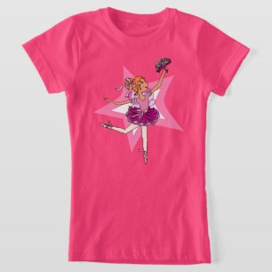T-Shirt Rose d'étoile de fille de ballerine avec la