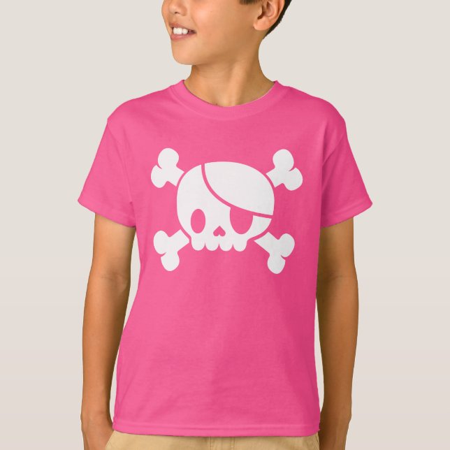 T-shirt rose du pirate de l'enfant (Devant)