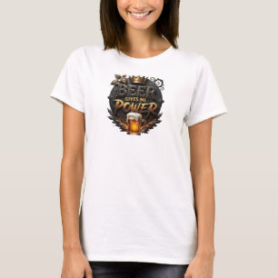 T-shirt Rose ÉCLATANT LA BIÈRE ME DONNE DE LA PUISSANCE