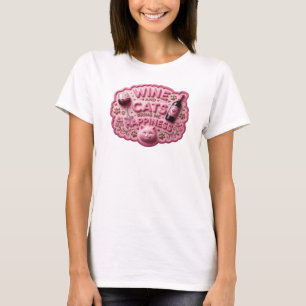 T-shirt Rose ÉCLATANT - LE VIN ET LES CHATS M'APPORENT LE