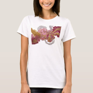 T-shirt Rose Élégant LIQUIDE BRILLANT ROSE ET OR ART