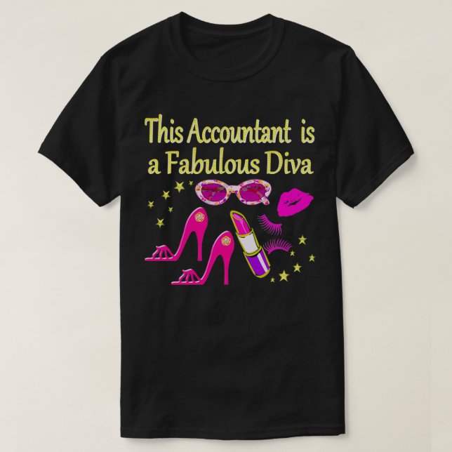 T-SHIRT ROSE FABULEUSE COMPTABLE DIVA DESIGN (Design devant)