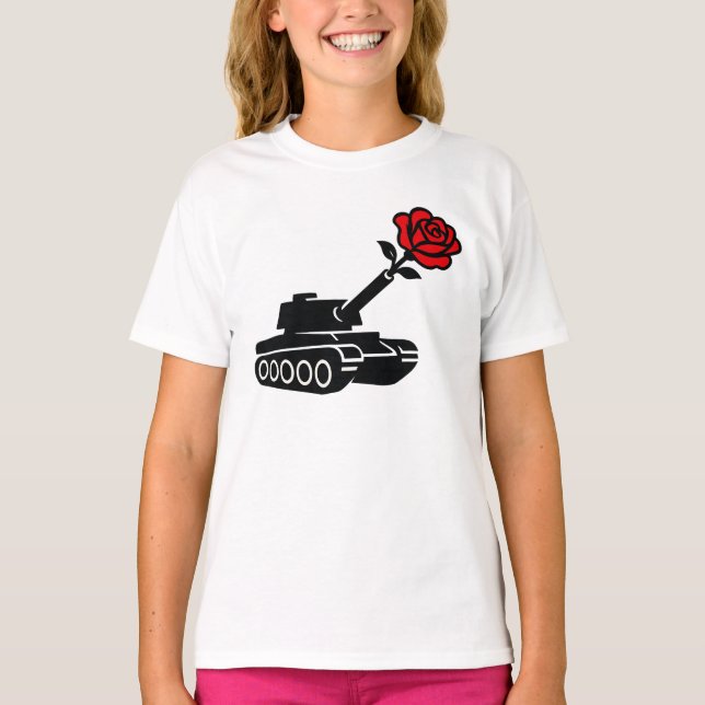 T-shirt Rose floral Tank anti-pacifisme de guerre (Devant)