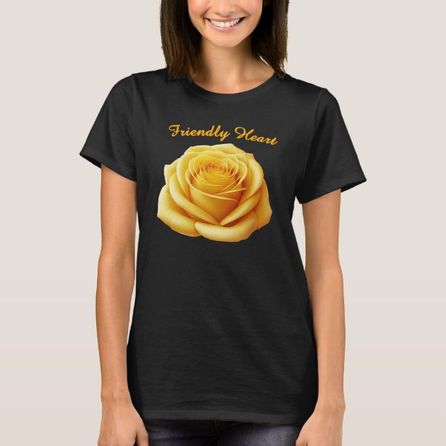 T-shirt Rose jaune Coeur convivial (Devant)