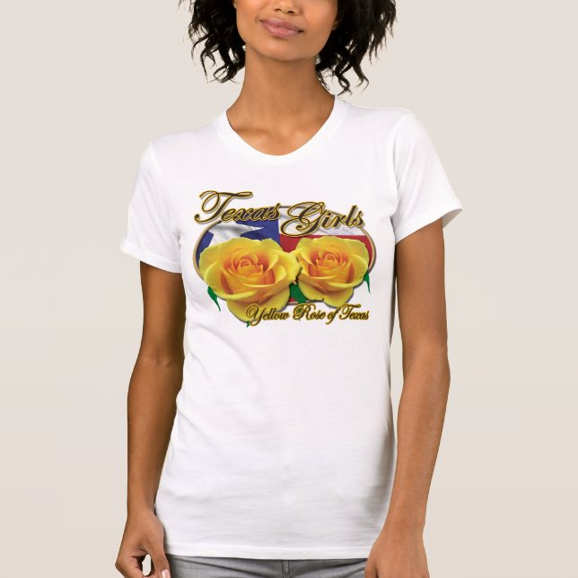 T-shirt Rose jaune de filles du Texas (Devant)