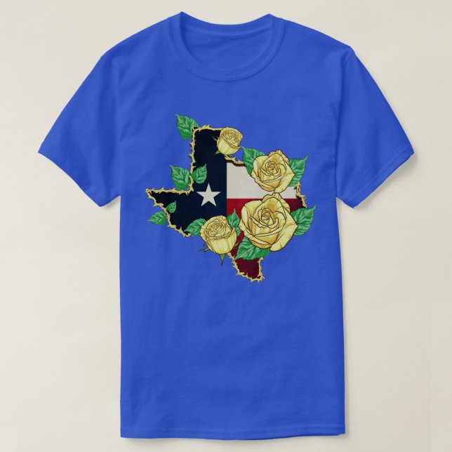 T-shirt Rose Jaune Du Texas Drapeau Fier Texan American Pa (Design devant)