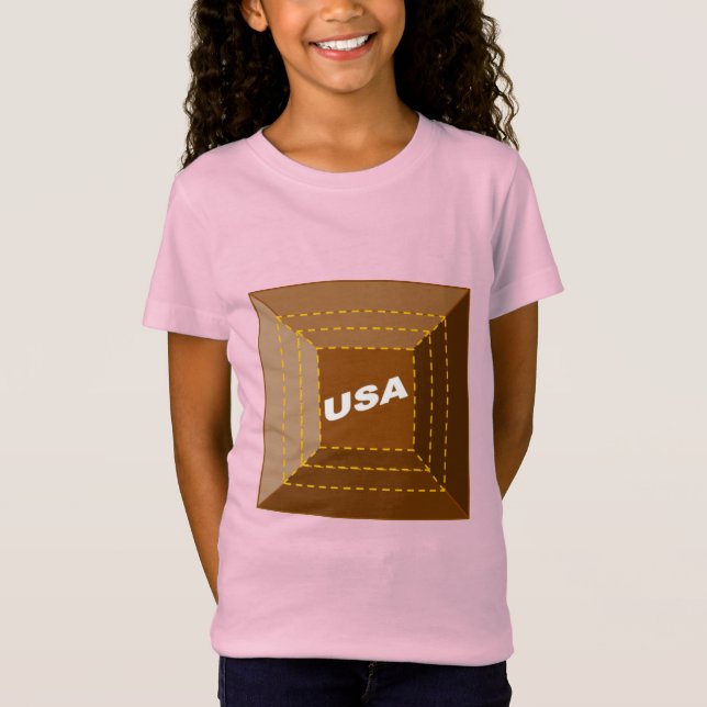 T-shirt rose jersey fin filles CHOCOLAT  USA  (Devant)