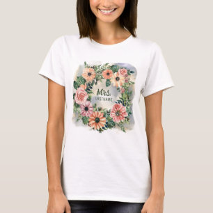 T-shirt Rose Marguerite Aquarelle M. + Mme Tout Juste Mari