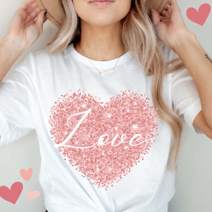 T-shirt Rose or Coeur Amour Valentines jour Femmes