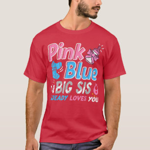 T-shirt Rose Ou Bleu Big Sis Aime Votre Bébé Genre Révéler