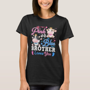T-shirt Rose Ou Bleu Frère Aime Votre Vache Bébé Genre Re