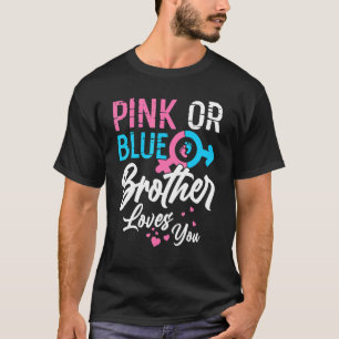 T-shirt Rose Ou Bleu Frère Vous Aime Genre Révéler Famille